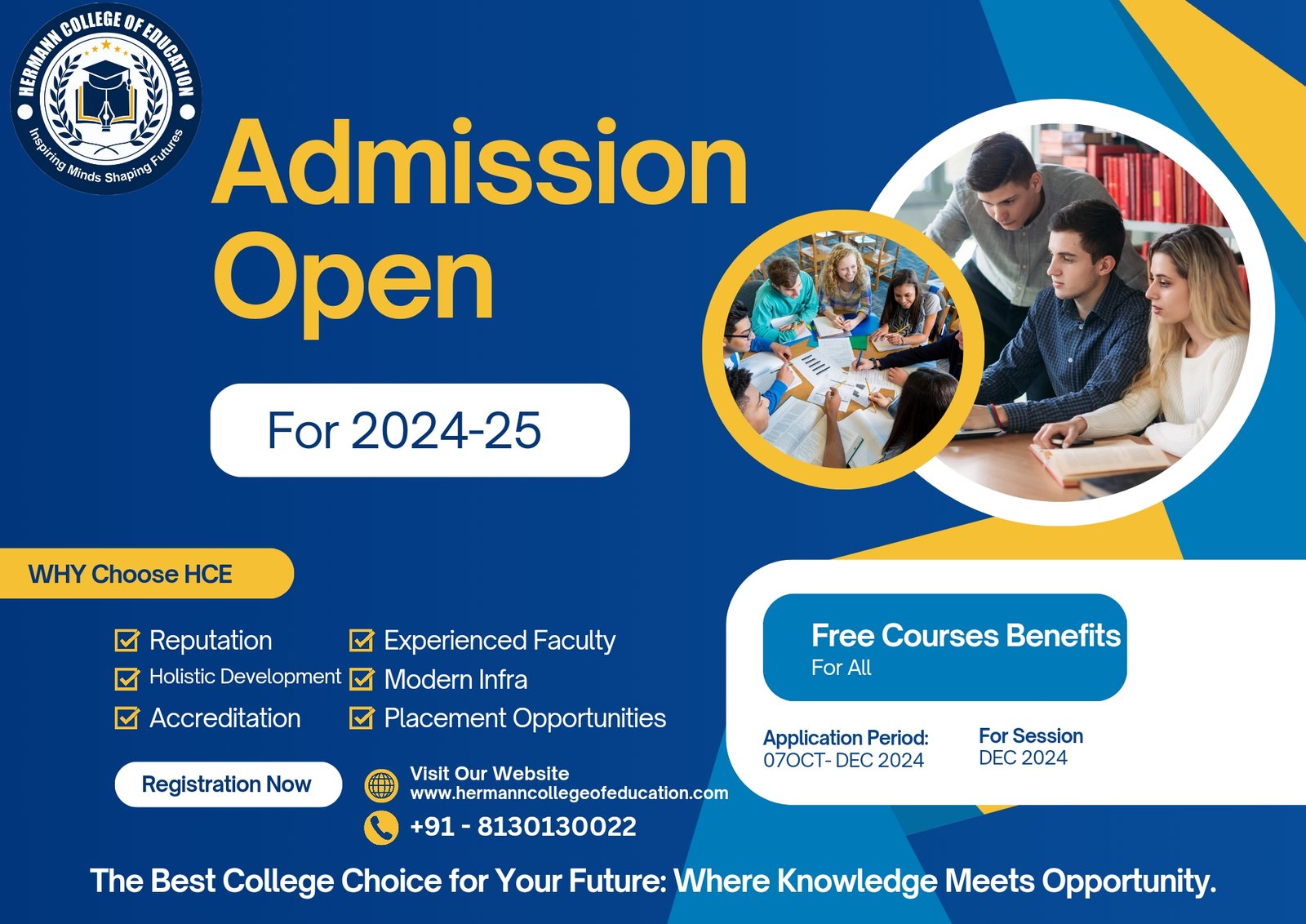 Direct Admission PTT, Hotel Management, Teacher Training and Fashion Design